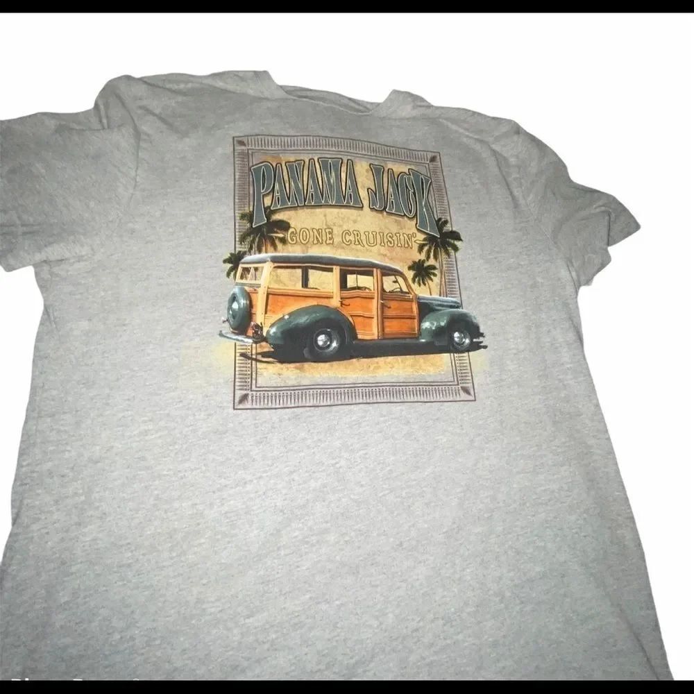 Panama Jack Grey Graphic Tee Sz XL Cotton Blend